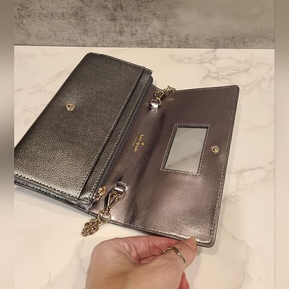 Kate Spade Gunmetal Gray Milou Laurel Way Glitter, RARE Wallet on a Chain - Picture 8 of 11